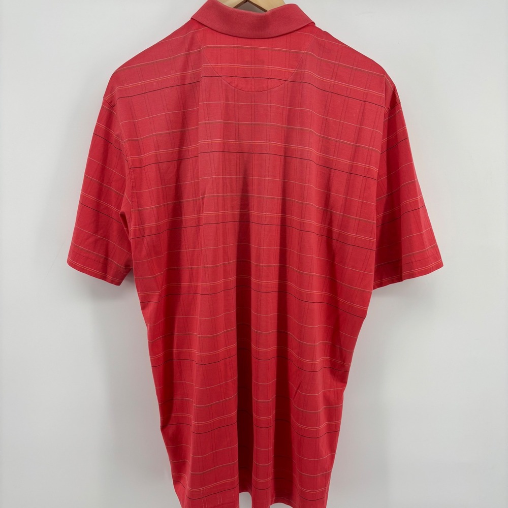 Tiger Woods Polo Shirt Mens Large Red Striped Cotton Short Sleeve Golfcore - Picture 9 of 9